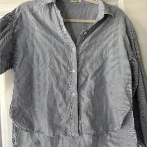 Love Notes Blue and White Striped Shirt